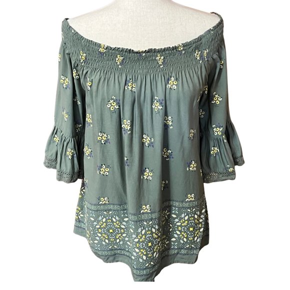 Maurices Tops - Maurices | Olive Green Floral Off the Shoulder Top